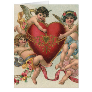 Vintage Victorian Valentines, Cherubs Angels Heart