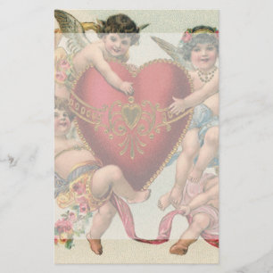 Vintage Victorian Valentines, Cherubs Angels Heart Stationery