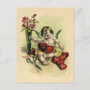 Vintage Victorian Valentine's Day Angel Seamstress Holiday Postcard