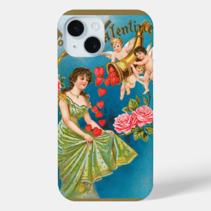 Vintage Victorian Valentine's Day Angels & Hearts iPhone 15 Case
