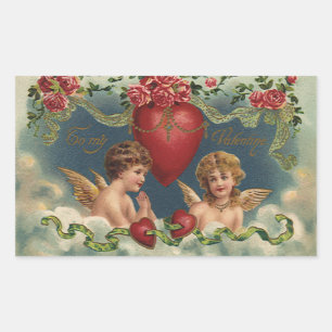 Vintage Victorian Valentine's Day Angels in Heaven Rectangular Sticker