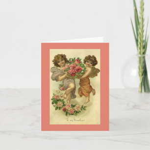 Vintage Victorian Valentine's Day, Angels Roses Holiday Card