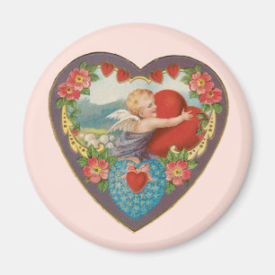 Vintage Victorian Valentine's Day Cherub Hearts Magnet