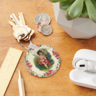 Vintage Victorian Valentine's Day, Cherub on Phone Key Ring