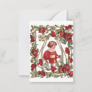 Vintage Victorian Valentine's Day Child with Roses Card