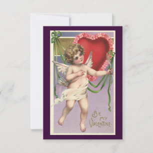 Vintage Victorian Valentine's Day Cupid with Heart Invitation
