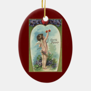 Vintage Victorian Valentine's Day, Cupid's Message Ceramic Tree Decoration