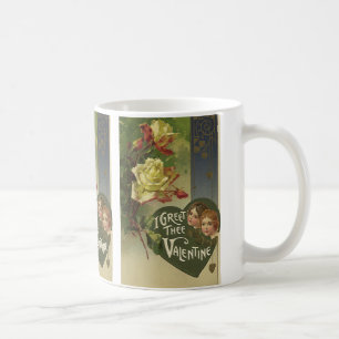 Vintage Victorian Valentine's Day, Girls and Roses Coffee Mug