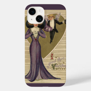 Vintage Victorian Valentine's Day, Lady in Purple Case-Mate iPhone 14 Case