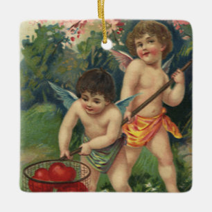 Vintage Victorian Valentine's Day, Love's Offering Ceramic Ornament