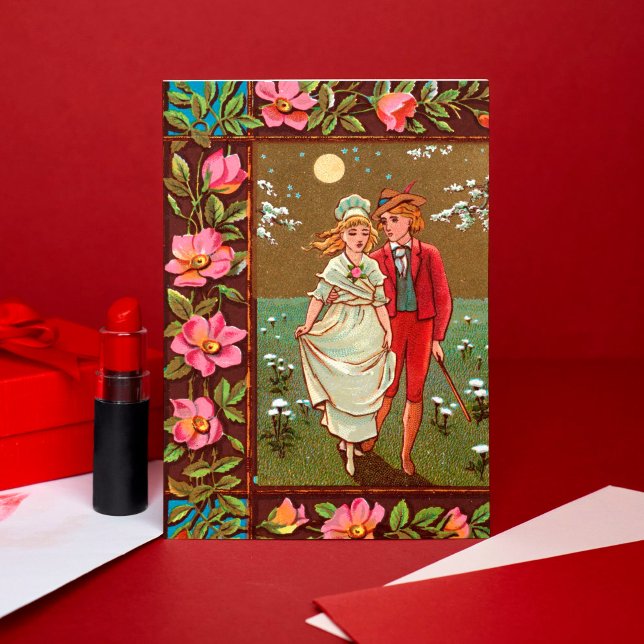 Vintage Victorian Valentine's Day Retro Lovers  Card (Creator Uploaded)