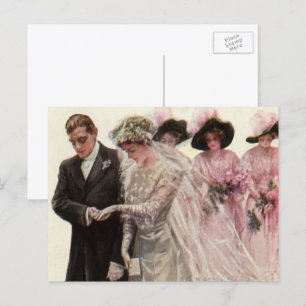 Vintage Victorian Wedding Ceremony Bride and Groom Postcard