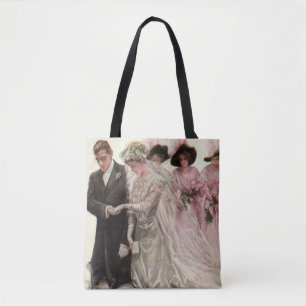 Vintage Victorian Wedding Ceremony Bride and Groom Tote Bag