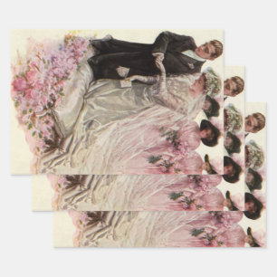 Vintage Victorian Wedding Ceremony Bride and Groom Wrapping Paper Sheet