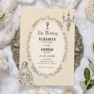 Vintage victorian wedding invitation