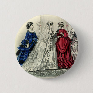 Vintage Victorian Wedding Party Bridal Portrait 6 Cm Round Badge