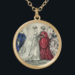 Vintage Victorian Wedding Party Bridal Portrait Gold Plated Necklace<br><div class="desc">Vintage illustration Victorian love and romance wedding image featuring the bride in her traditional wedding gown with veil getting ready for the wedding with her mother,  the maid of honour and her bridesmaids.</div>