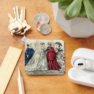 Vintage Victorian Wedding Party Bridal Portrait Key Ring