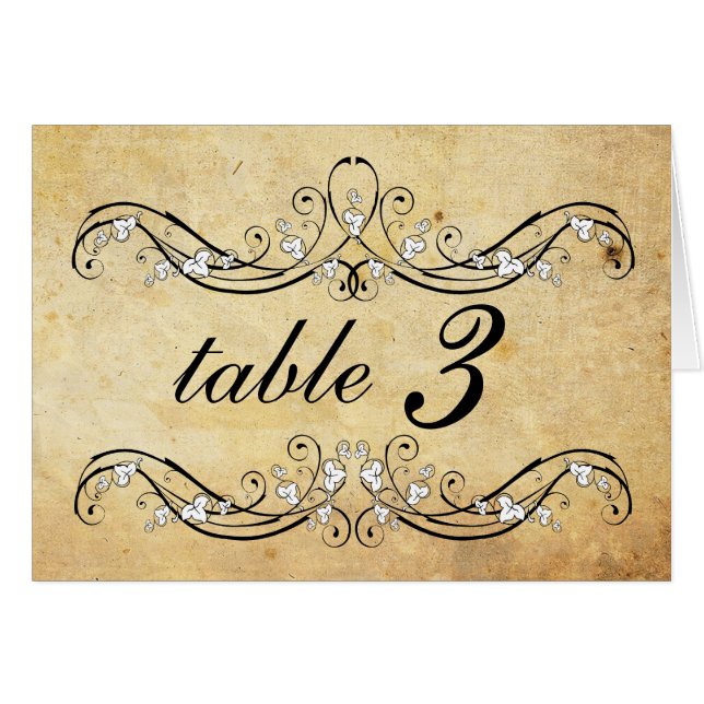 Vintage Victorian Wedding Table Number (Front Horizontal)