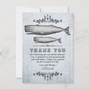 Vintage Victorian Whale Mum and Calf Beach Thank You Card