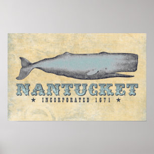 Vintage Victorian Whale Nantucket MA Inc 1671 Poster