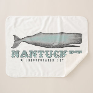 Vintage Victorian Whale Nantucket MA Inc 1671 Sherpa Blanket
