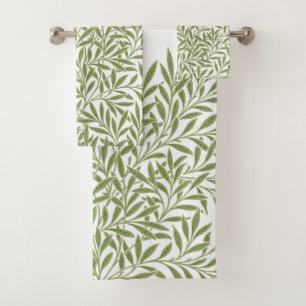 Vintage Victorian Willow Leaves by William Morris Bath Towel Set