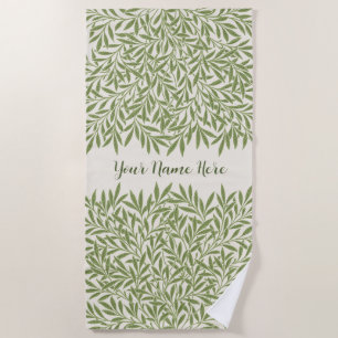 Vintage Victorian Willow Leaves by William Morris Beach Towel