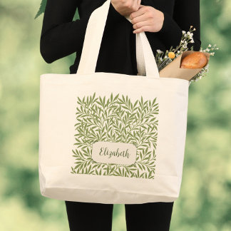 Vintage Victorian Willow Leaves by William Morris Large Tote Bag