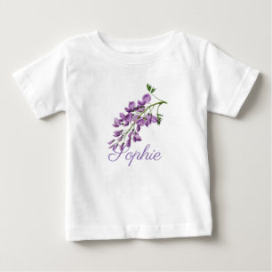 Vintage/Victorian Wisteria Flowers Personnalised Baby T-Shirt