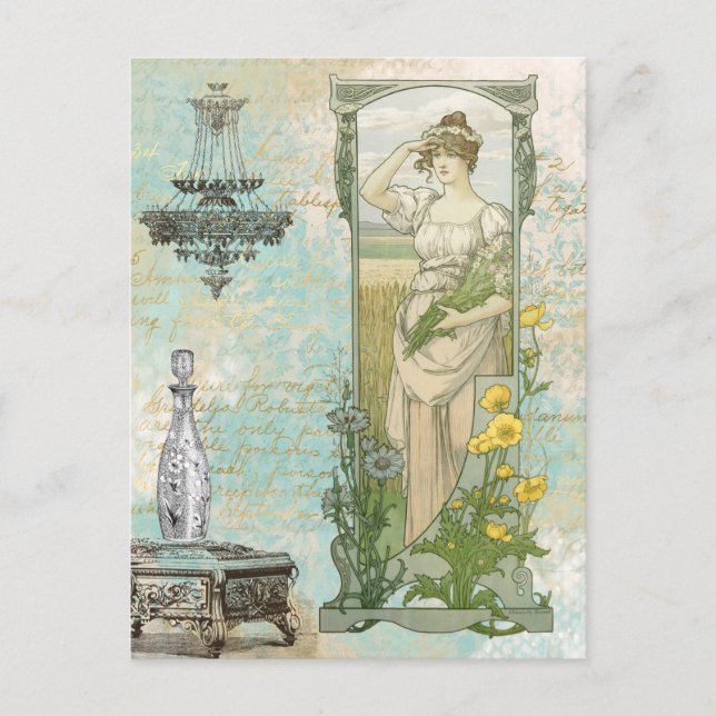 *~* Vintage Victorian Woman Art Nouveau AR23 Postcard (Front)