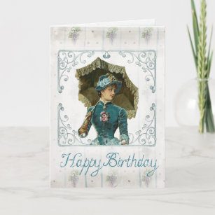 Vintage Victorian Woman Happy Birthday Card