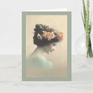 Vintage Victorian Woman Holiday Card