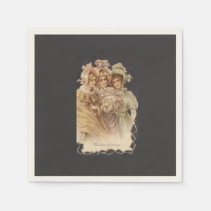 Vintage Victorian Women Christmas Holiday Napkins