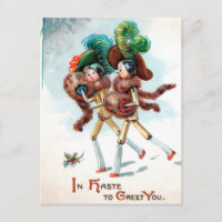 Vintage Victorian Wooden Doll Ladies Postcard