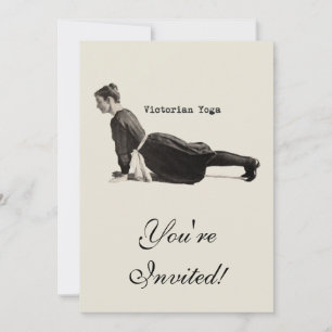Vintage Victorian Yoga Woman Upward Dog Pose Print Invitation