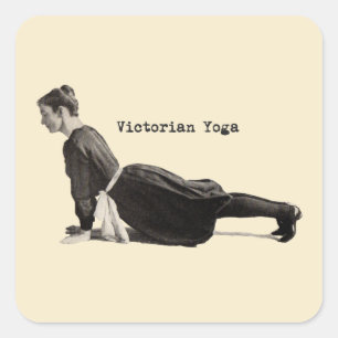 Vintage Victorian Yoga Woman Upward Dog Pose Print Square Sticker