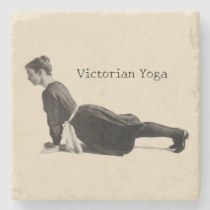 Vintage Victorian Yoga Woman Upward Dog Pose Print Stone Coaster