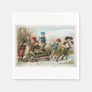 Vintage Victorian Yule Log Paper Napkins