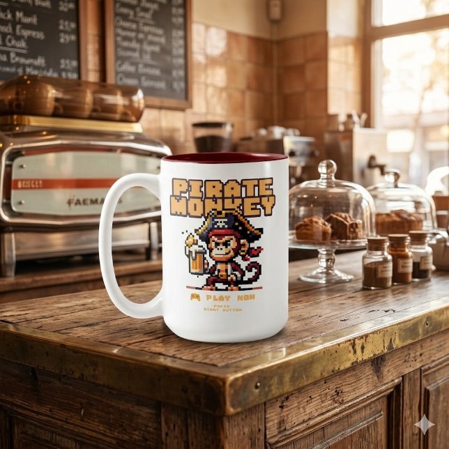 Vintage Video Game Pirate Monkey Coffee Mug (Creator Uploaded)