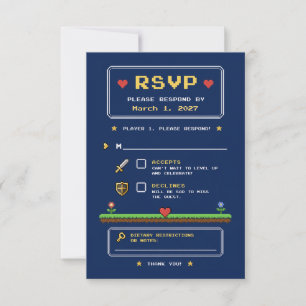 Vintage Video Game Pixel Art  RSVP Card