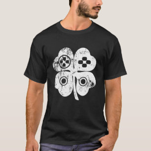 Vintage Video Game St. Patrick's Day Shamrock Iris T-Shirt