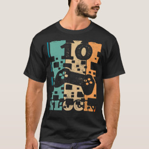 Vintage Video Gamer Level 10 Unlocked 10th Birthda T-Shirt