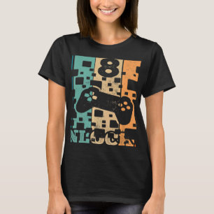 Vintage Video Gamer Level 8 Unlocked 8th Birthday T-Shirt