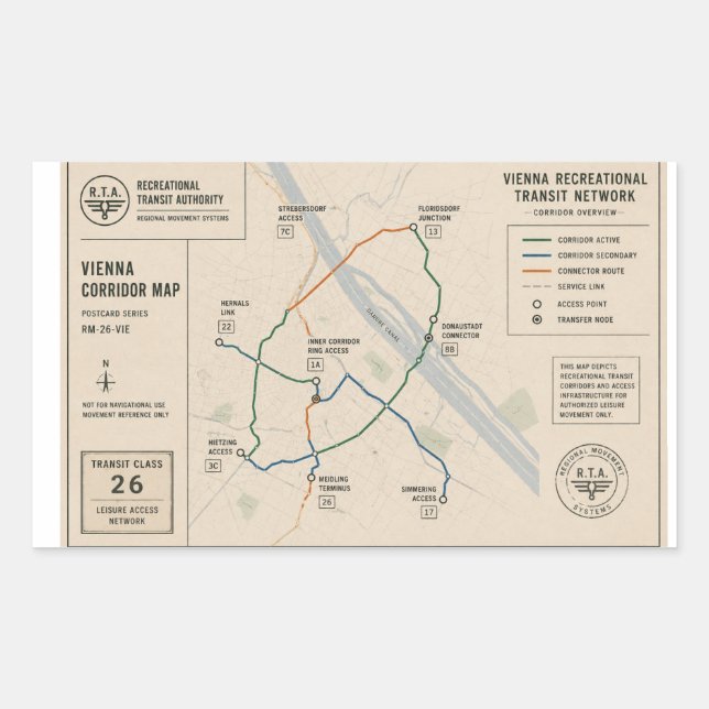 Vintage Vienna Transit | RTA Public Archive Rectangular Sticker (Front)