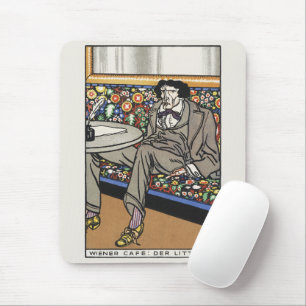 Vintage Viennese Cafe Man of Letters Art Print Mouse Pad