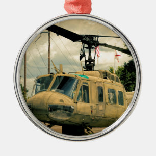 Vintage Vietnam Era Uh-1 Huey Military Helicopter Metal Tree Decoration