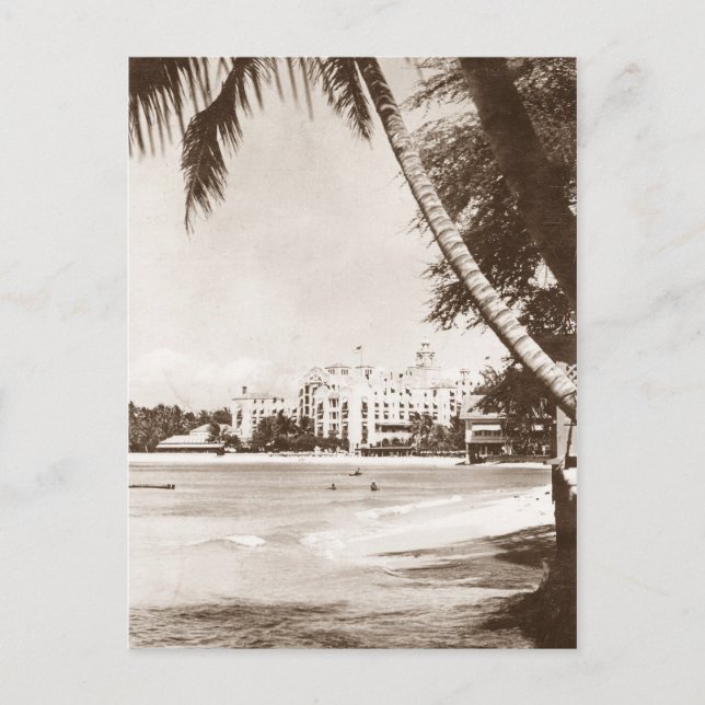 Vintage View Honolulu Hawaii Pink Palace Postcard (Front)