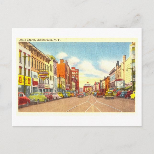 Vintage View of Amsterdam, New York, Postcard (Front)