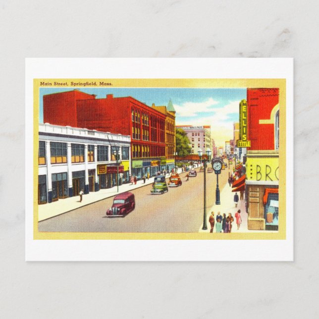 Vintage View of Springfield, Massachusetts, Postcard (Front)